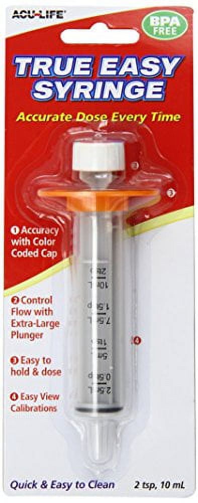 5 Pack - True Easy Syringe 10ml/2tsp Adapter Liquid Tube Oral Dose 1 Each