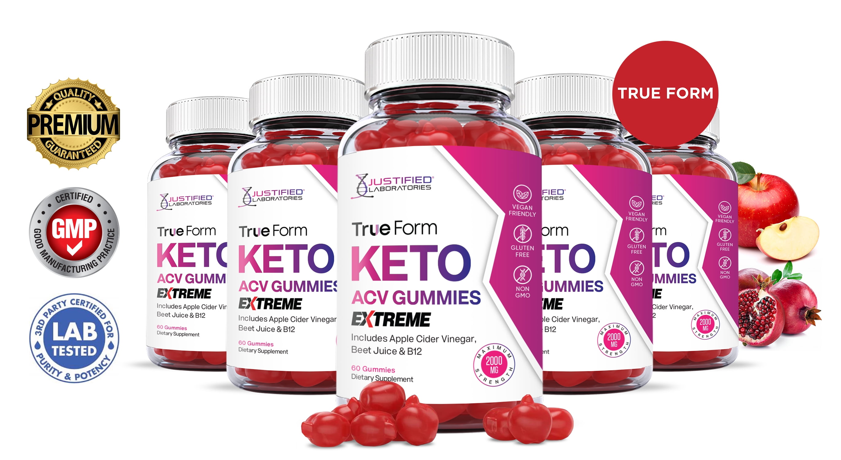 (5 Pack) True Form Keto Extreme ACV Gummies 2000mg Dietary Supplement