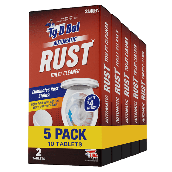 Ty-D-Bol Rust Automatic Toilet Bowl Cleaner Tablets, 2 Count, 5 Pack