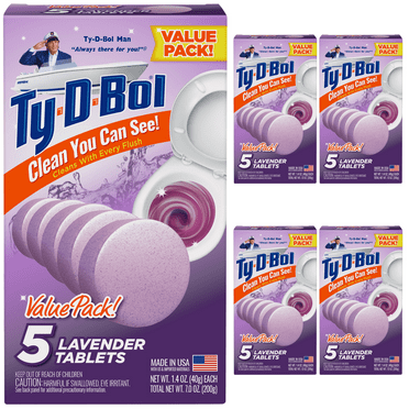 Ty-D-Bol Bleach-Free Toilet Bowl Cleaner Tablets, Lavender, 1.4 oz, 25 Pack