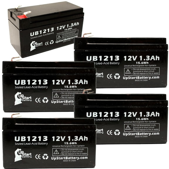 5-Pack UB1213 Universal Sealed Lead Acid Battery (12V, 1.3Ah, F1 Terminal, AGM, SLA) Replacement - Compatible With 3M Healthcare 3000, Access LCR121R3P, SLA1212, SLA1213, ACME Medical 1500 SCALE