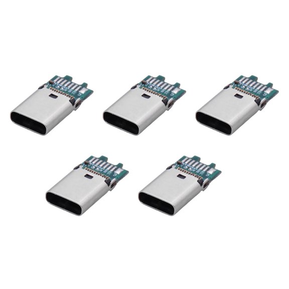 5 Pack USB 3.1 Type-C DIY Plug Connector, 14-PIN Solder Type Charging Data Transfer for Smart Phones, Blue-tooth Headsets Etc