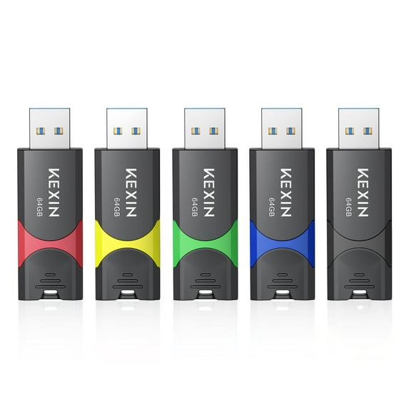 5 Pack USB Flash Drive 64GB USB Drive Retractable Thumb Drive Portable Pen Drive Slim Jump Drive Stylish Zip Drive Colorful Memory Stick for Computers Mac Laptop Media Player Car Protector