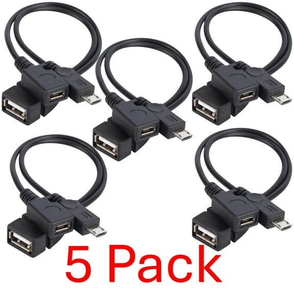 [5 Pack] USB OTG Cable Compatible with Firesticks 4K/4K Max/Cube/lite/2nd Gen. Universal Micro Power Enabled Adapter Android Devices - Samsung, LG, HTC, 6-Inch