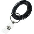 thumbnail image 1 of 5 Pack Ultimate Wrist Coil Camper Keychains for Work and Play - Premium Elastic Bungee Badge Holder & Key Chain Ring (One Size Fits All) by Specialist ID (Black), 1 of 3