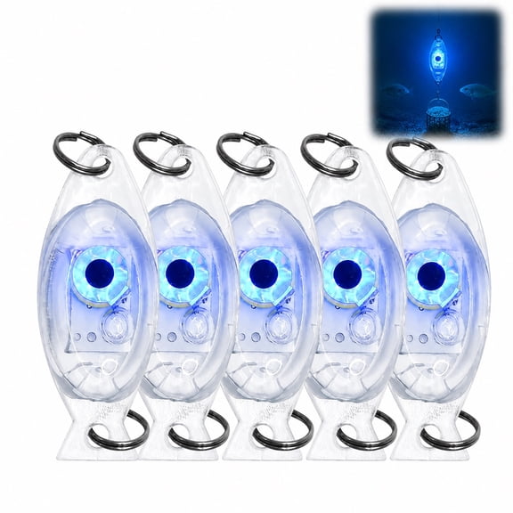 5-Pack Ultra-Bright Fish Trap Lamp, LED Underwater Fishing Light Lures, Deep Drop Fish Attractor Lamp for Saltwater & Freshwater Fishing, 600m Depth