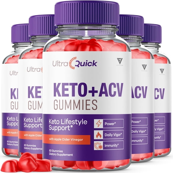 (5 Pack) Ultra Quick Keto + ACV 1000mg Gummies Vitamin B12 Vitamin B6 Gut and Digestion Health UltraQuick Gummy (300 Gummies)