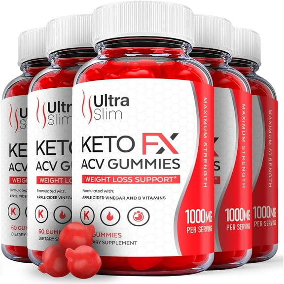 (5 Pack) Ultra Slim Keto FX Keto ACV Gummies -Apple Cider Vinegar Supplement for Weight Loss - Energy & Focus Boosting Dietary Supplements for Weight Management & Metabolism - Fat Burn - 300 Gummies