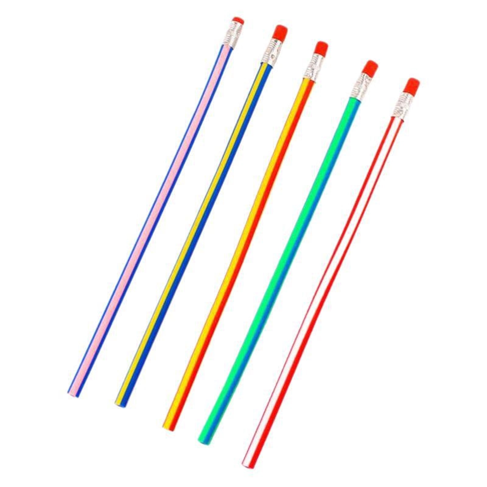 5 Pack Unbreakable Pencil With Eraser - Pvc And Rubber Grip For Writing ...
