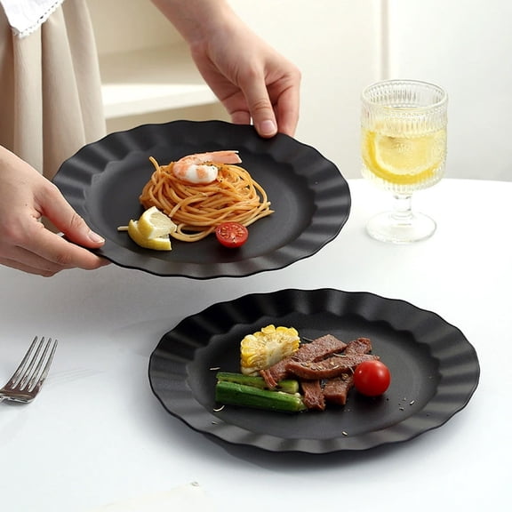 5-Pack Unbreakable Round Plates, 7.7" Non-Stick Reusable Dinner Plates with Wavy Edge, Shatterproof Dishes for Kitchen & Daily Use