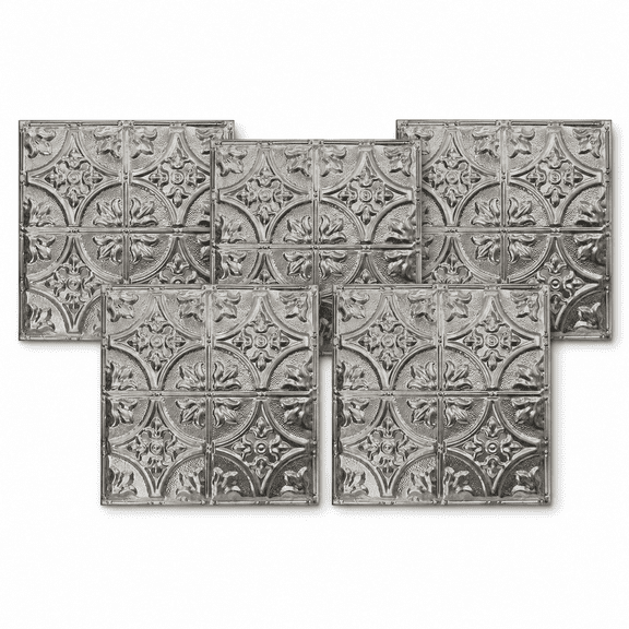 5 Pack Unfinished Tin Ceiling Tiles 24 x 24 Inch, Nail Up Metal Ceiling Panels,Recycled Metal Panels for Kitchen, Bar, Restaurant and Interior Projects, Covers 20 Sq Ft