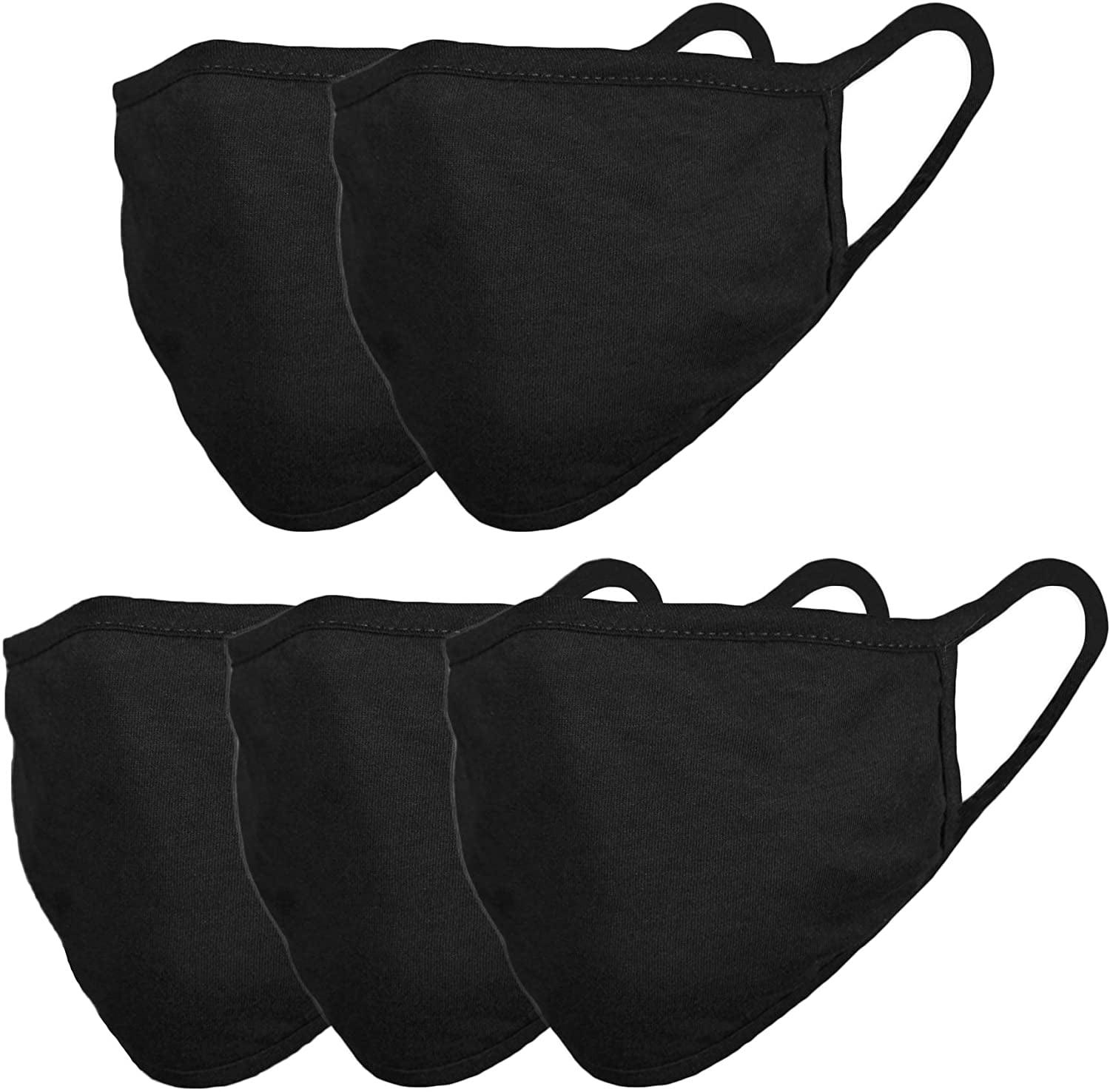 5Pack Unisex Cloth Washable Reusable Face Cover, Cotton Inner Layer