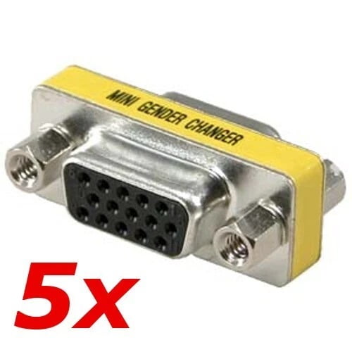 5-Pack VGA Female-to-Female Gender Changer Adapters DB15