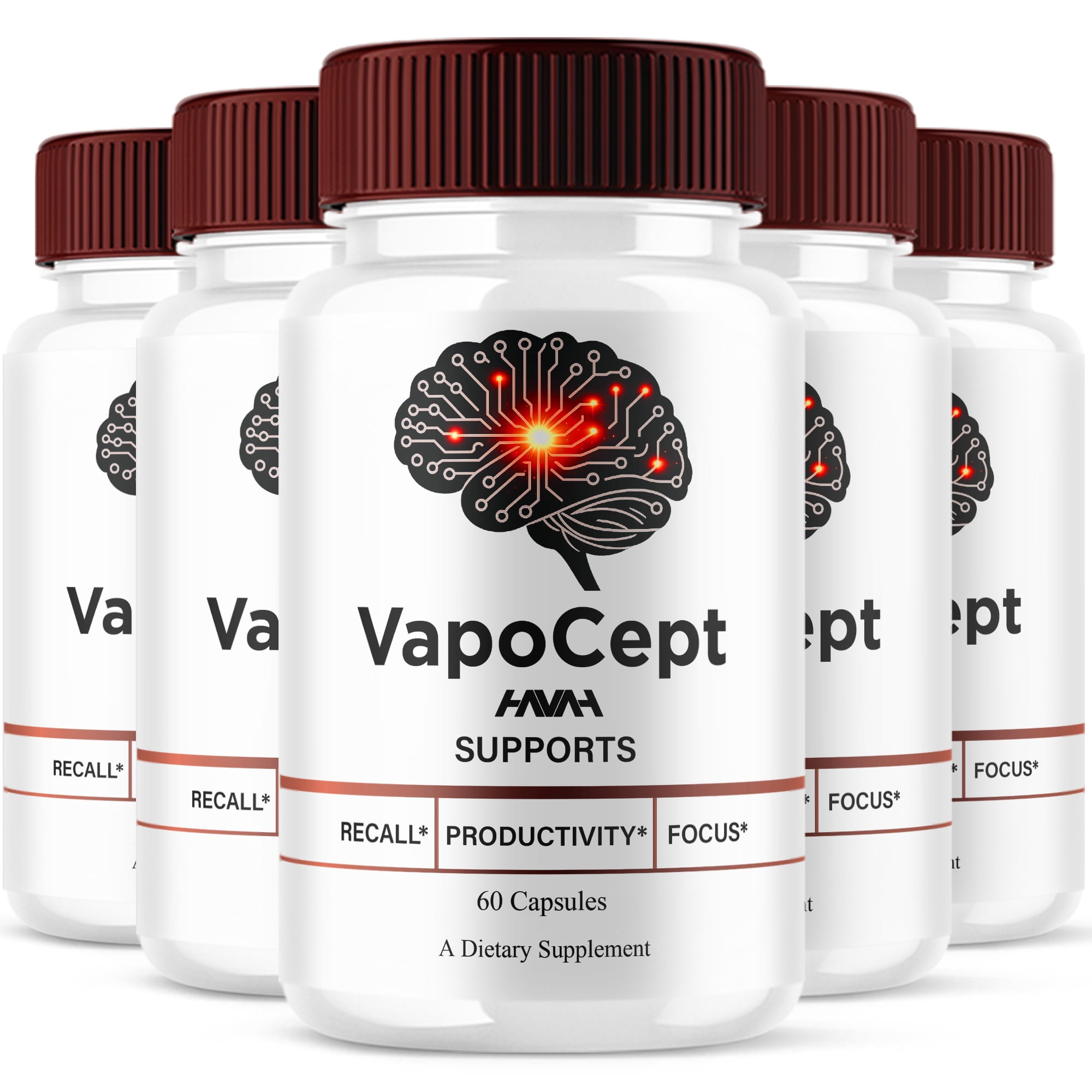(5 Pack) Vapocept Premium Brain Supplement, Vapo Cept Support (300 Capsules)