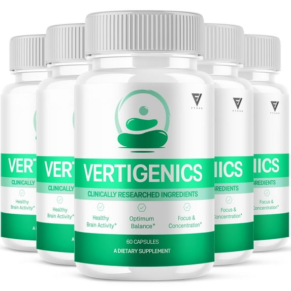 (5 Pack) Vertigenics Brain and Nootropic Supplement Vertigenix (300 Capsules)