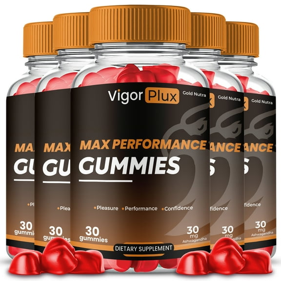 (5 Pack) Vigor Plux Gummies for Men, Advanced High Potency Formula, Vigor Plus Gummies, VigorPlux Supplement All Natural Performance