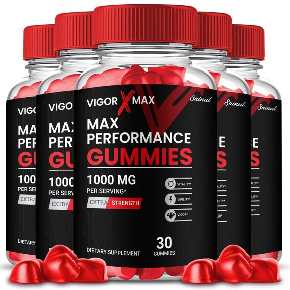 (5 Pack) VigorX Max Gummies for Men, Maximum Strength Formula, Vigor X Max Male Supplement, All Natural Formula