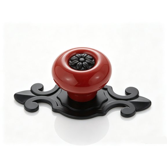 5‑Pack Vintage Ceramic Cabinet Knobs, Retro Dresser Drawer Pull Handles with Mounting Screws for Kitchen Cupboard Wardrobe---Red