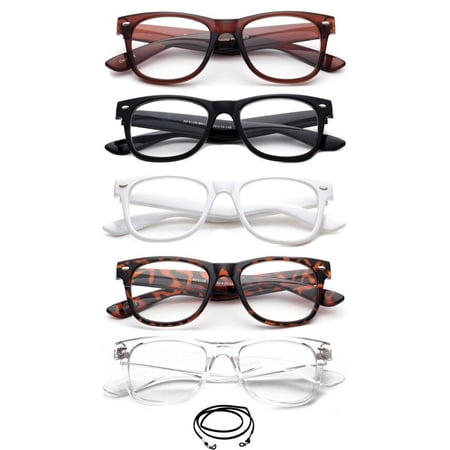 5 Pack Vintage Style Reading Glasses Comfortable Stylish Simple Reader for Men & Women