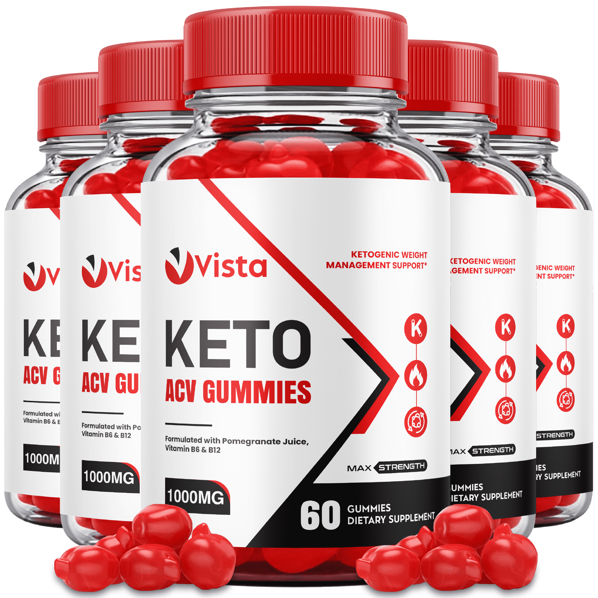 (5 Pack) Vista Keto ACV Gummies Ketogenic Weight Management Support