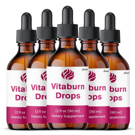 (5 Pack) VitaBurn Drops, Maximum Strength Formula, Vita Burn Liquid Supplement All Natural Liquid Extract Gotitas 60 ML