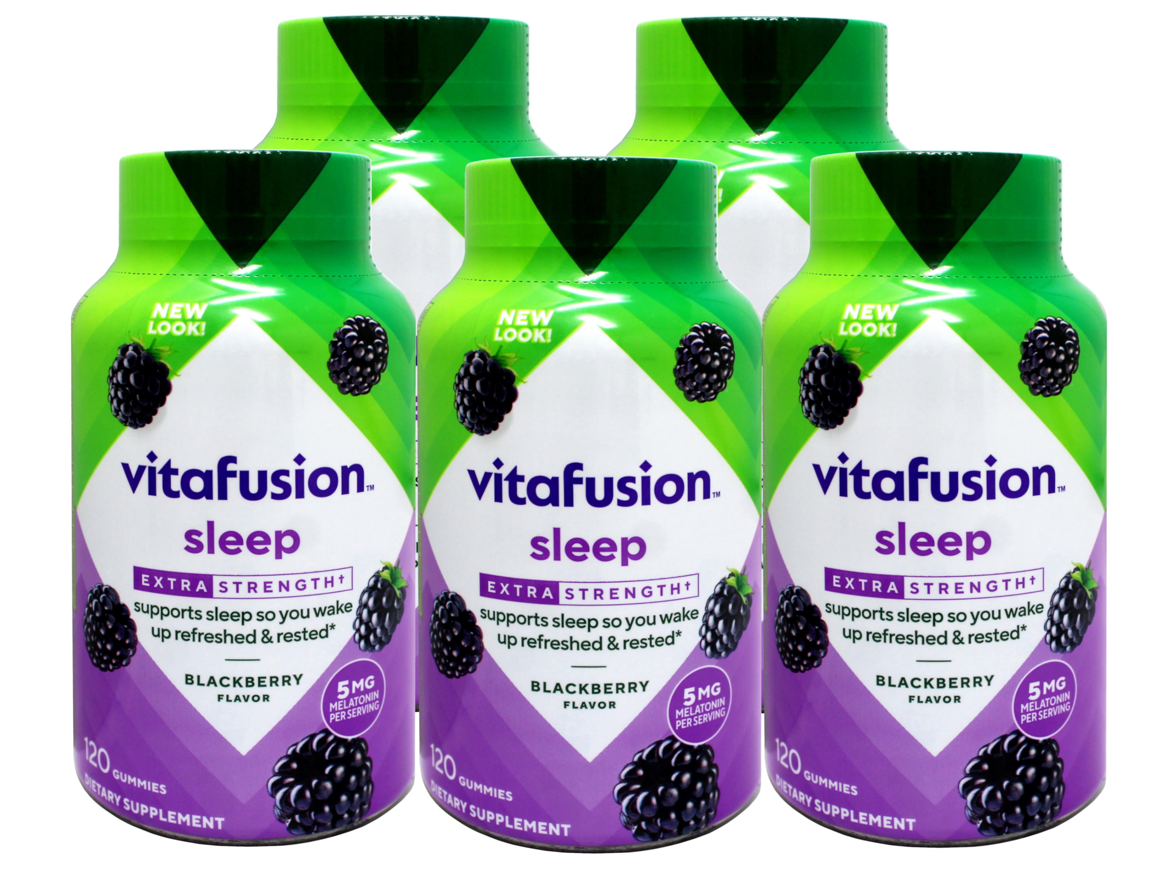 5 Pack - Vitafusion Extra Strength Melatonin Gummy Vitamins, Sleep Supplements, Blackberry Flavor, 120 Count