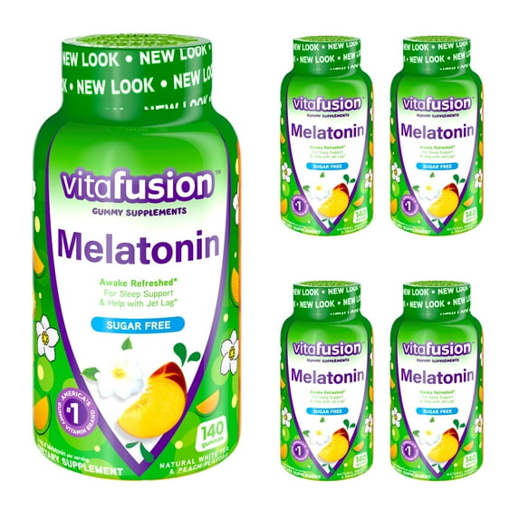 5 Pack Vitafusion Melatonin Gummy Supplement 3mg White Tea & Peach 140 Gummies