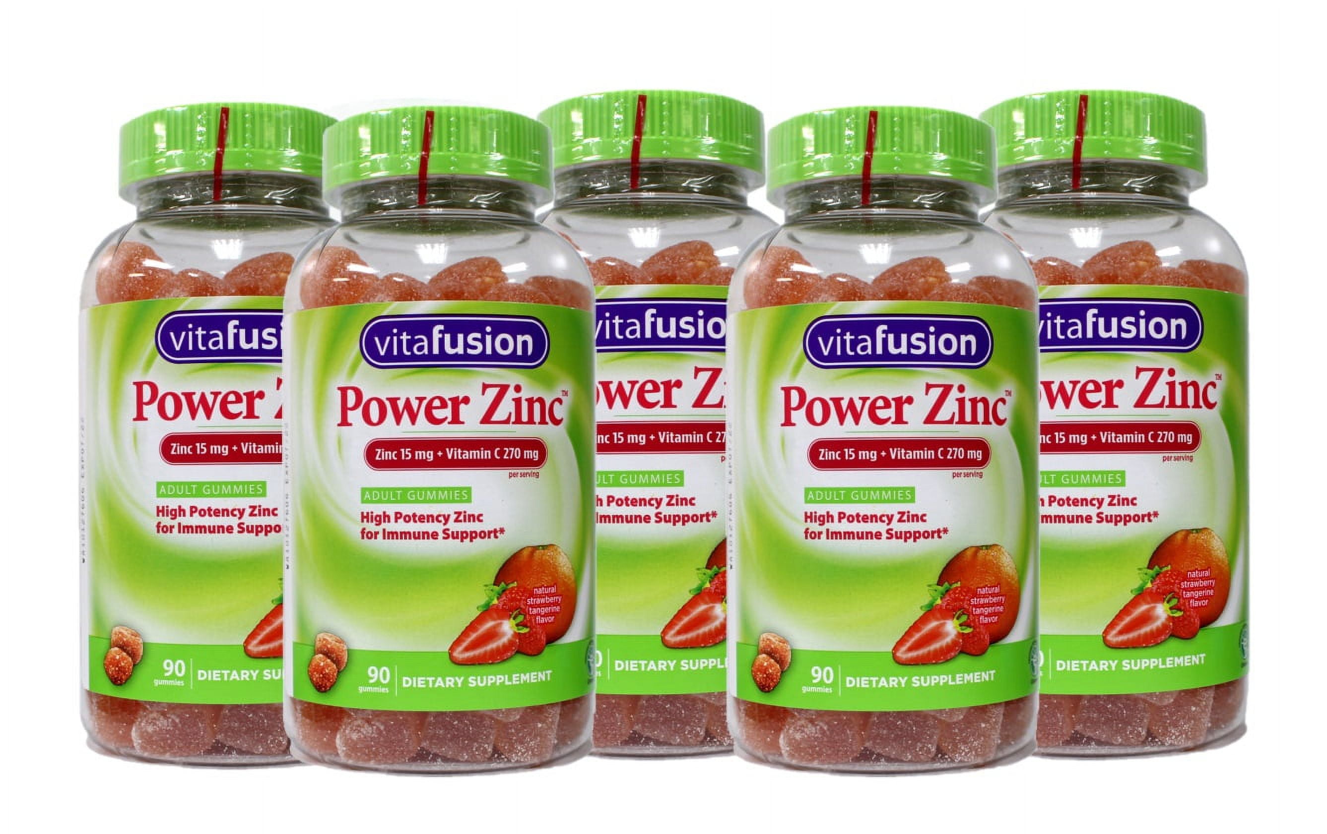 Vitafusion Power Zinc Adult Gummies, Natural Strawberry Tangerine, 15