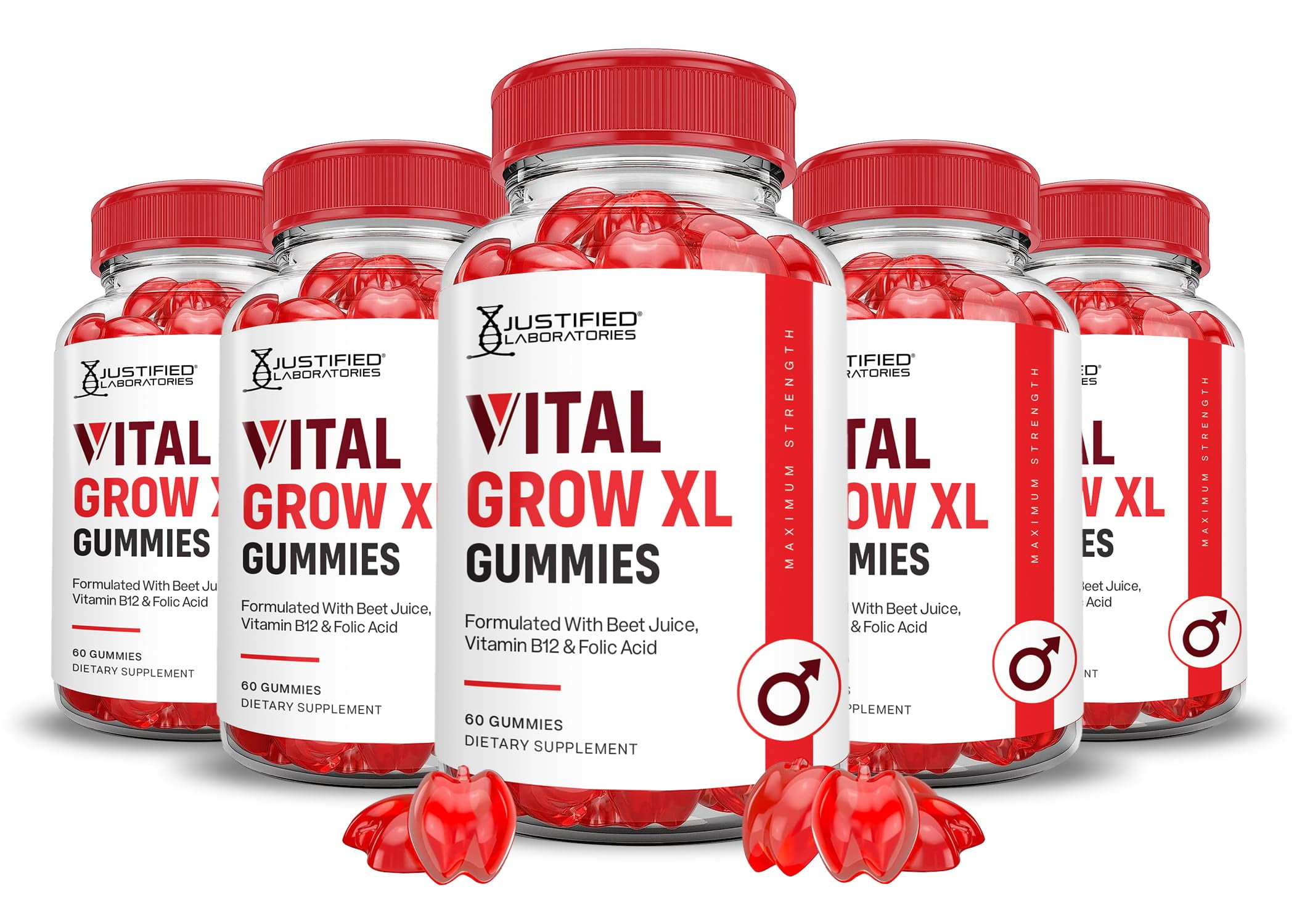 (5 Pack) Vital Grow XL Performance Gummies 1000MG Advanced Formula