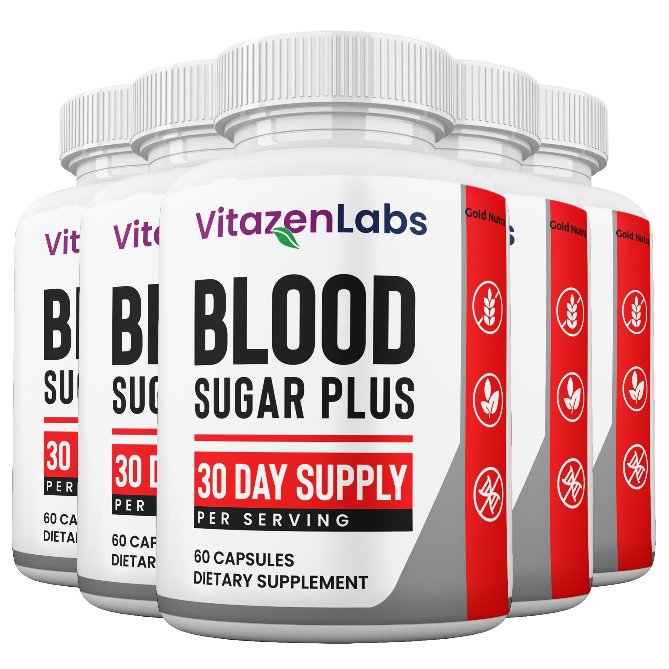 (5 Pack) VitazenLabs Blood Sugar Plus Capsules, Official Capsules, Maximum Strength, Made in the USA.
