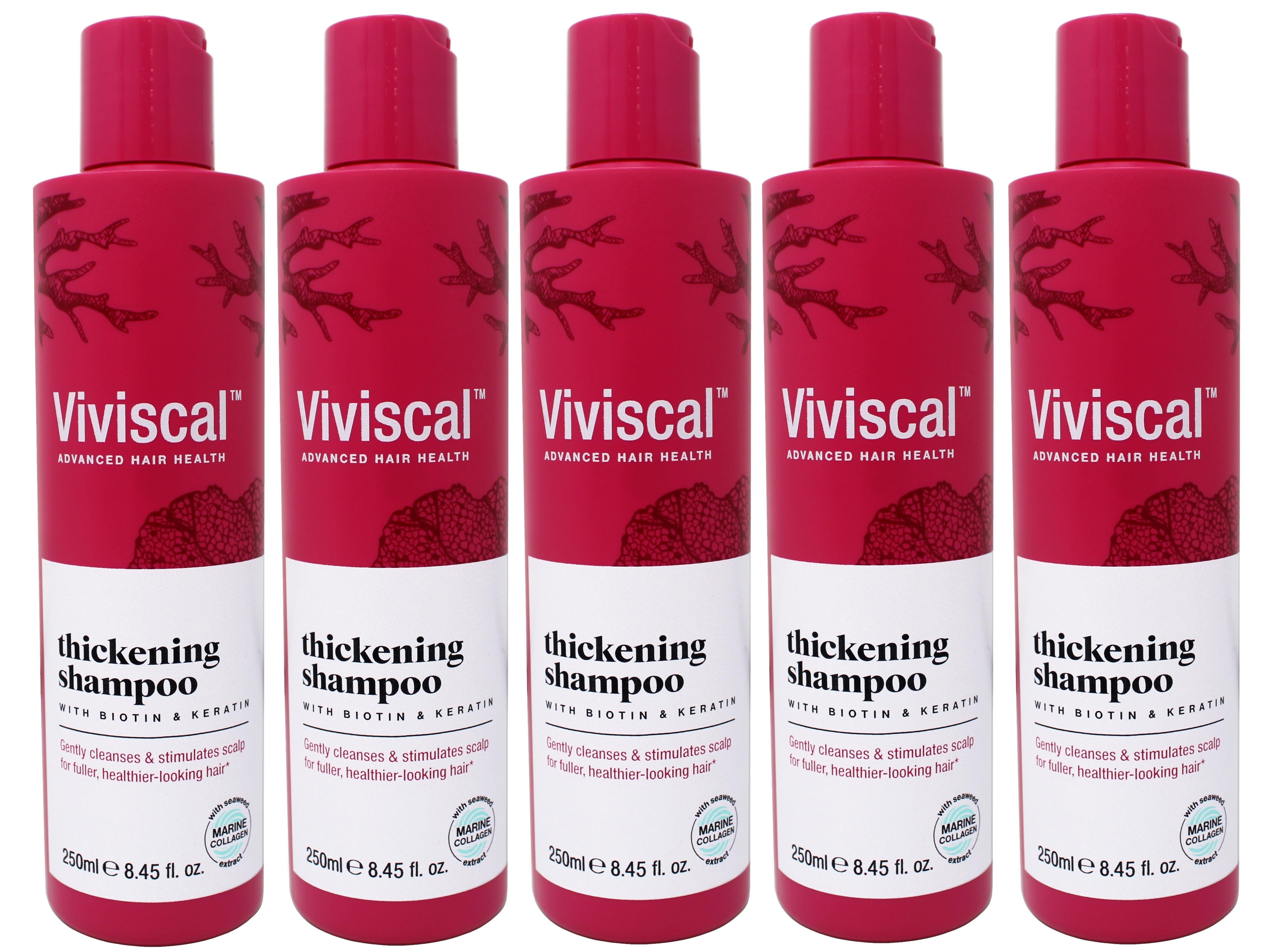 5 Pack - Viviscal Thickening Shampoo, with Biotin & Keratin, with Marine Collagen and Seaweed Extract, Gently Cleanses & Stimulates Scalp for Fuller, Healthier-Looking Hair, 8.45 FL OZ (250 ml)