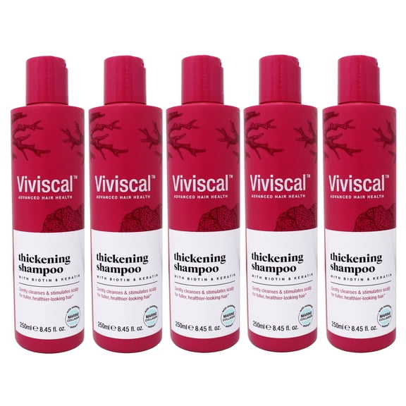 5 Pack - Viviscal Thickening Shampoo, with Biotin & Keratin, with Marine Collagen and Seaweed Extract, Gently Cleanses & Stimulates Scalp for Fuller, Healthier-Looking Hair, 8.45 FL OZ (250 ml)