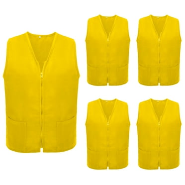 TOPTIE 5 Pack Volunteer Vest Waiter Bartender Work Uniform, Supermarket Clerk Workwear-Yellow-XL