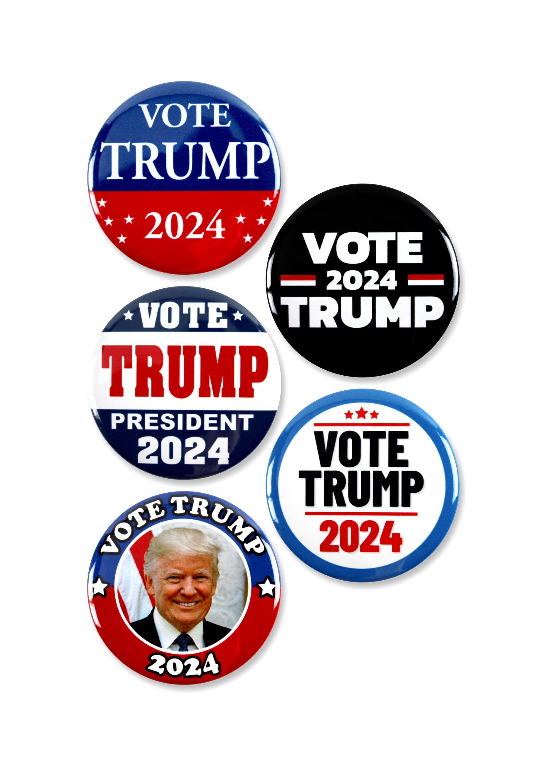 WACKYBUTTONS.COM Vote Trump 2024 Political Campaign Button Pins Vibrant Colors 5 Pack Walmart