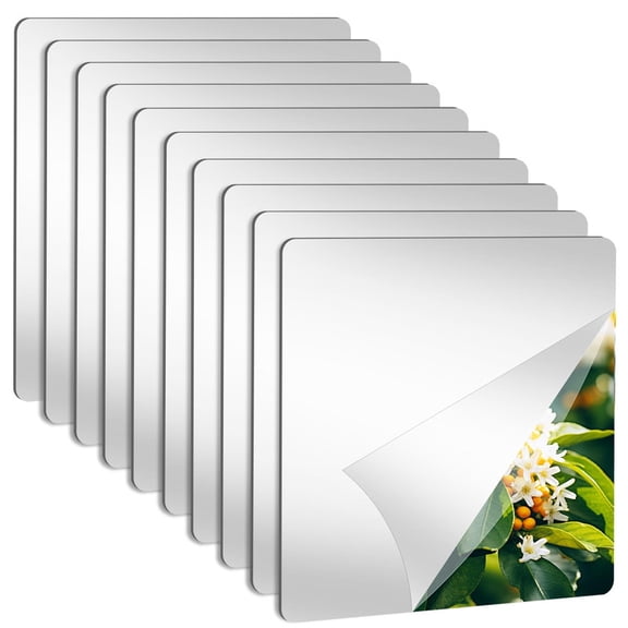 5 Pack Wall Mirror Full Length, 7.87" x 7.87" Flexible Acrylic Mirror Tiles, Small Plastic Frameless Non-Glass Stick on Espejos Stickers for Bedroom Home Gym Door