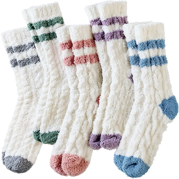 5 Pack Warm Fuzzy Cozy Socks for Women,Slipper Fluffy Comfy Plush Warm Winter Sleep Home Soft Socks