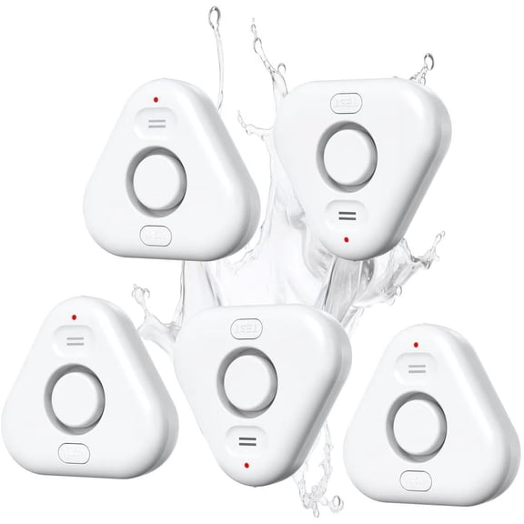 5 Pack Water Leak Detectors for Home, 4 Lls Adjustable Audio 0-120dB Water Sensor Alarm Leak Detector with Leak and Drip Alert, IP66 Water Leak Sensor for Basements Kitchen Sink Laundry