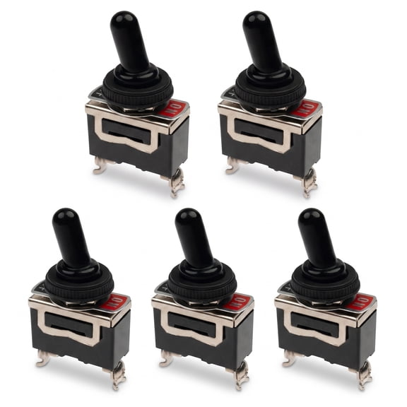 5-Pack Waterproof Toggle Switch ON-Off 2-Pin 12V/25A D,mounting Hole,Tab Terminal for Automotive Vehicles,Boats,and Marine Applications