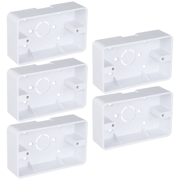 5-Pack White ABS Wall-Mount Electrical Outlet Boxes Surface-Mount Junction Boxes for Sockets, Switches & Low-Voltage Wiring (4.7" x 2.9", with Knockouts)