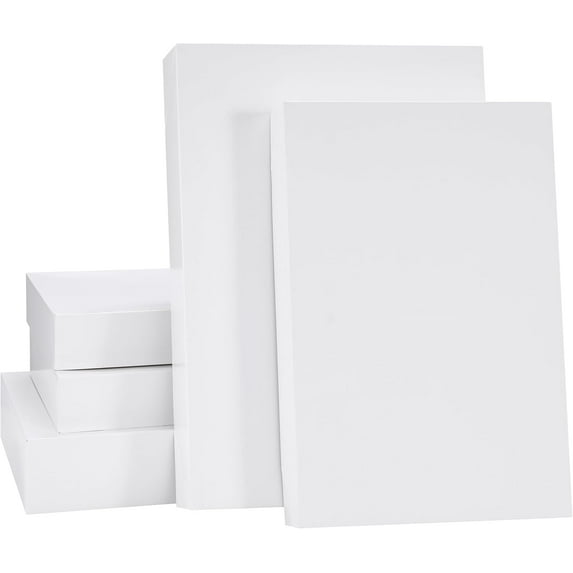 5 Pack White Gift Boxes with Lids, Assorted Sizes(3 Boxes 14", 2 Boxes 16") Strong Cardboard Shirt Boxes for Christmas, Birthdays, Weddings & Presents