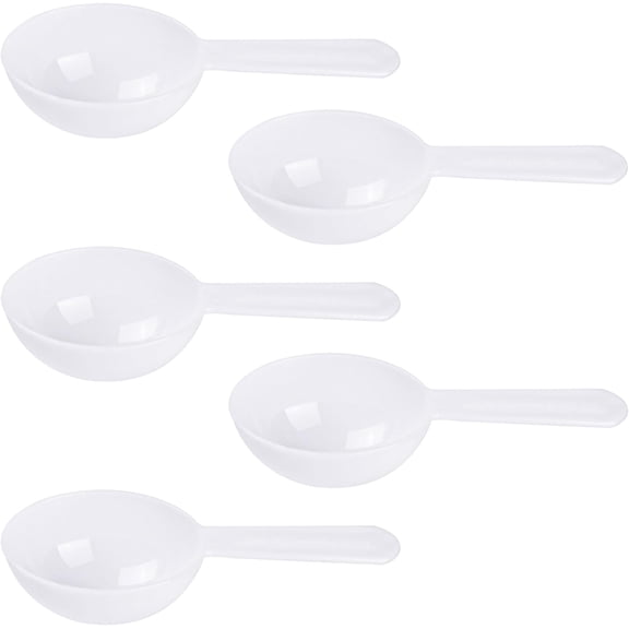 , 5 Pack White Tablespoon Coffee Scoop Plastic Measuring for Fruit Powder Seed Spices