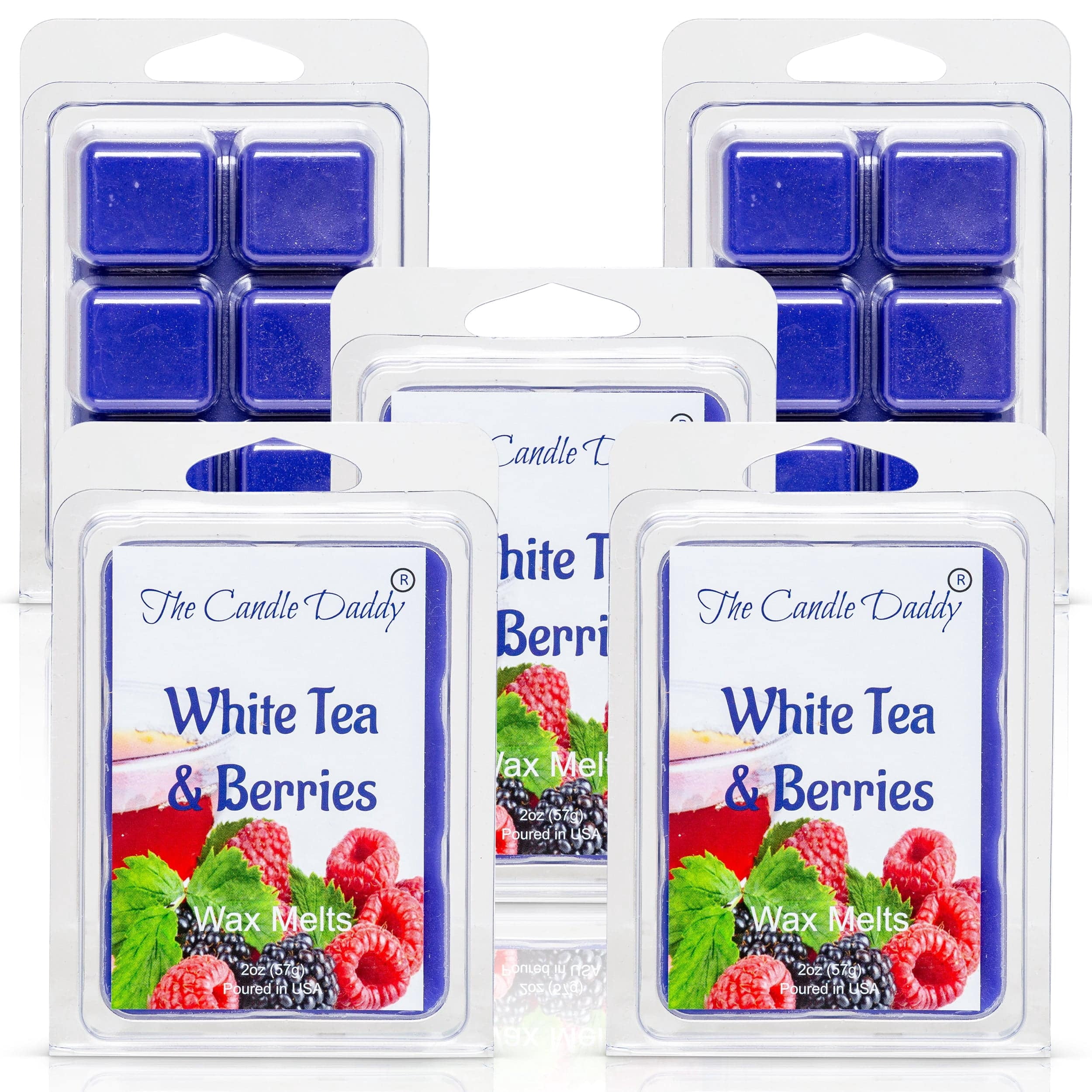 5 Pack - White Tea and Berries - Herbal Tea and Sweet Berry Scented Melt- Maximum Scent Wax Cubes/Melts - 2 Ounces x 5 Packs = 10 Ounces