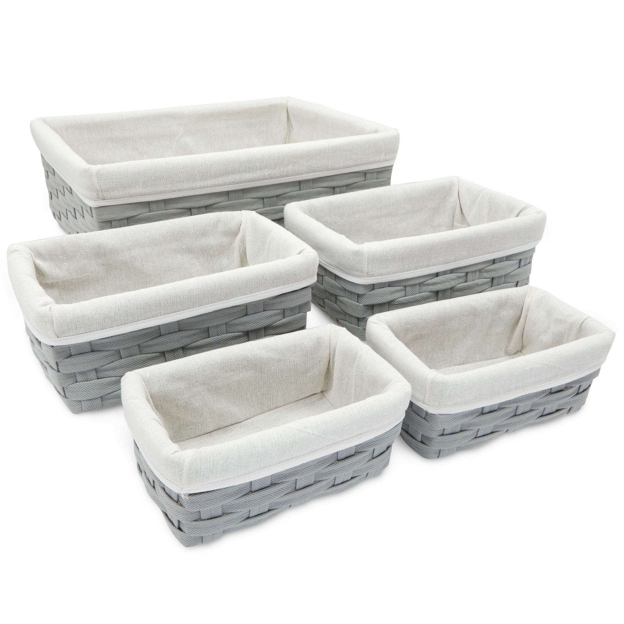 Toilet Paper Storage Basket for Bathroom Organizing, Rectangular Bin for  Fabric Storage, Counter (Gray, 16 x 6 x 5.5 In)