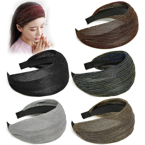 5-Pack Wide Lace Headbands with Non-Slip Teeth, Elegant Floral Elastic Hair Bands for Women, Daily Fashion & Special Occasions