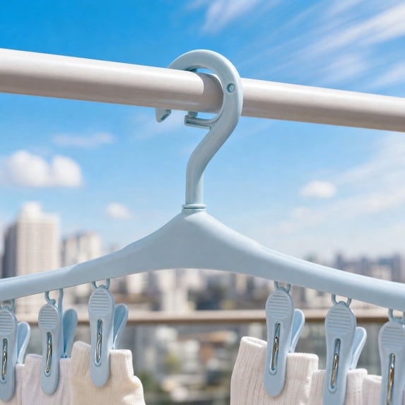 5 Pack, Windproof Clothes Drying Hanger with 8 Clips, Rotating Multi ...