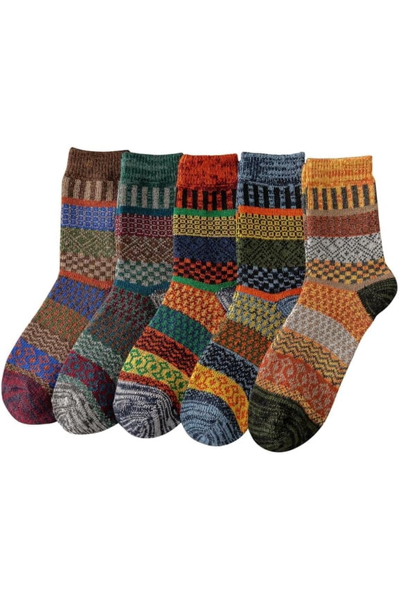 5 Pack Winter Socks For Women Knitted Socks Thick Warm Soft ouple Socks Free Size 6-11