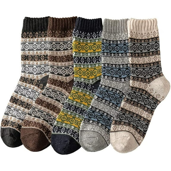 5 Pack Winter Socks For Women Knitted Socks Thick Warm Soft ouple Socks Free Size 6-11