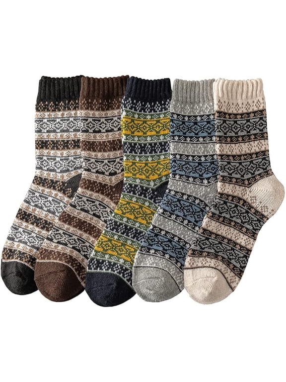 5 Pack Winter Socks For Women Knitted Socks Thick Warm Soft ouple Socks Free Size 6-11