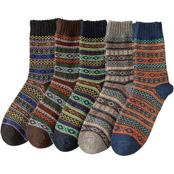 5 Pack Winter Socks For Women Knitted Socks Thick Warm Soft ouple Socks Free Size 6-11