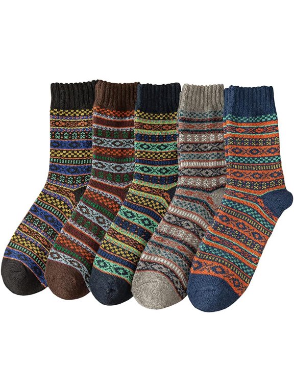5 Pack Winter Socks For Women Knitted Socks Thick Warm Soft ouple Socks Free Size 6-11